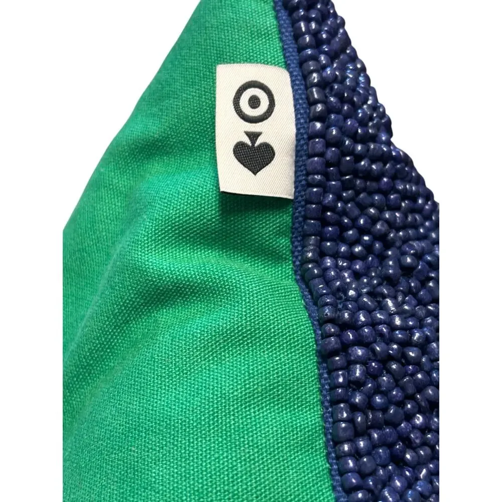 Kate Spade x Target “Couch Potato” Beaded Throw Pillow Green & Navy Accent Decor